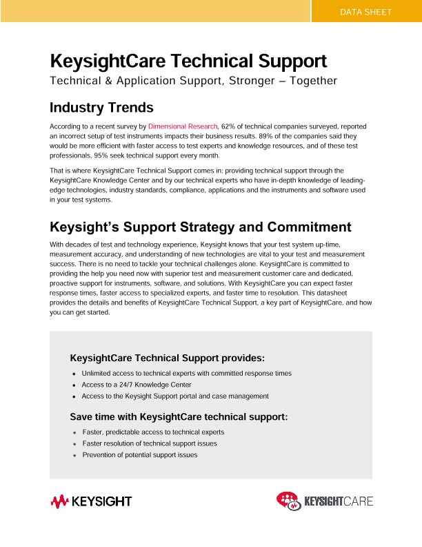 KeysightCare Technical Support PDF Asset Page Keysight